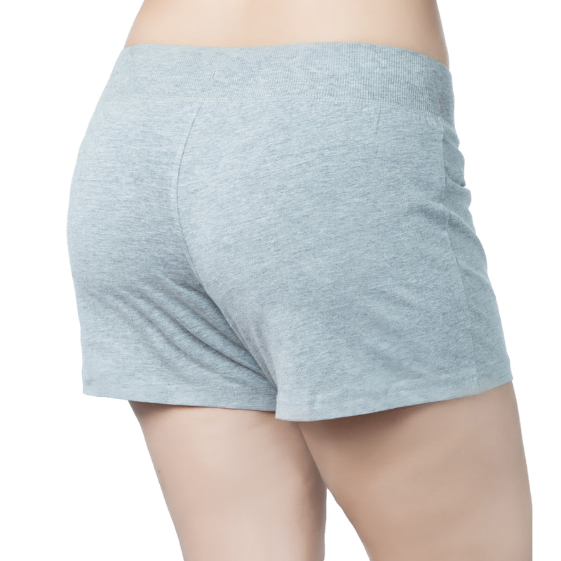 Womens Drawstring Cotton Shorts with Wide Ribbed Waistband
