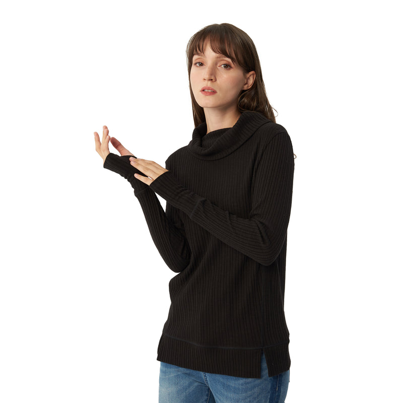 Womens Long Sleeve Pullover Cowl Neck Sweater