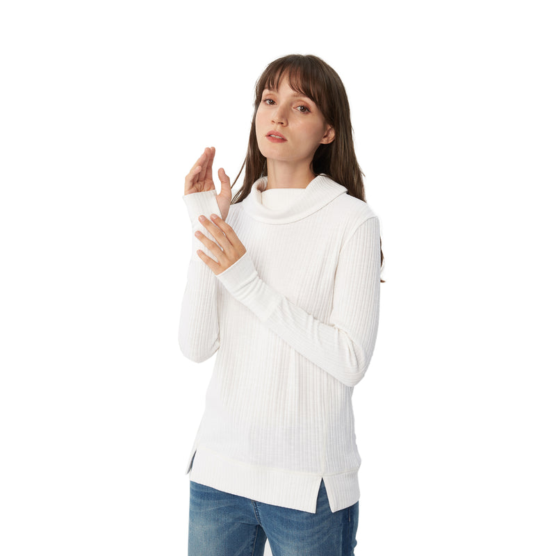 Womens Long Sleeve Pullover Cowl Neck Sweater