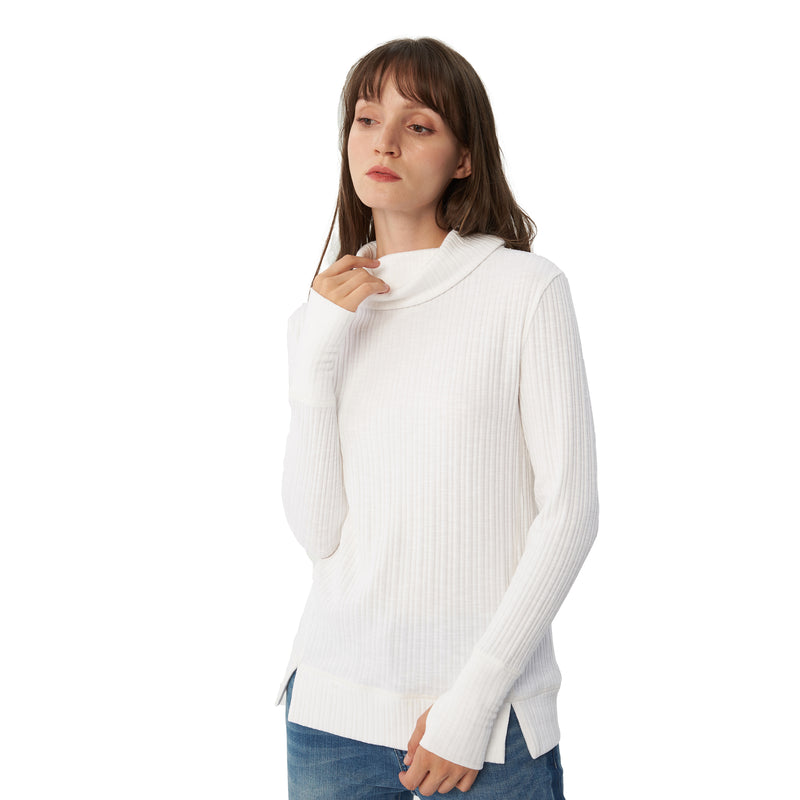 Womens Long Sleeve Pullover Cowl Neck Sweater