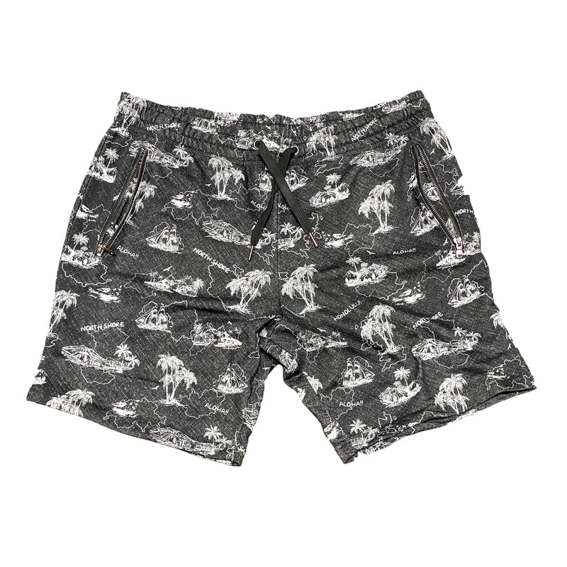 Mens Hawaiian Tropical Print Casual Lightweight Holiday Shorts