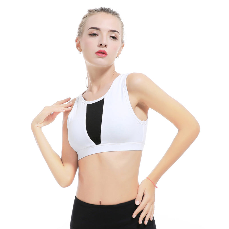 Mesh Stitching Fashion Women's Solid Color Wire-Free Yoga Sports Bra
