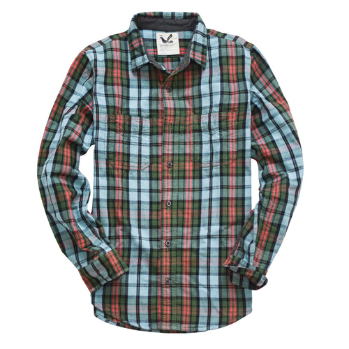 Mens Slimfit Vintage Flannel Plaid Work Shirt 2 Ply 100% Cotton Pre Washed