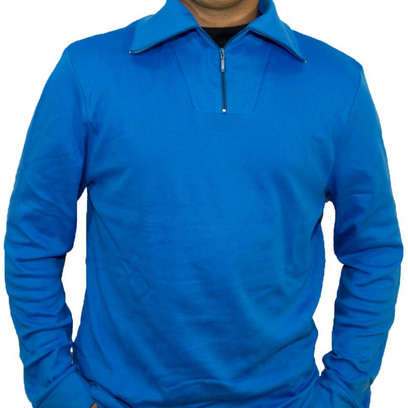 Mens Combed Cotton Ski Zipper Turtleneck Pullover Sweater