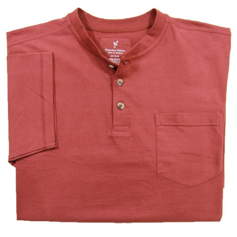 Nano Tex Pocket Henley Shirts For Men - Short Sleeve
