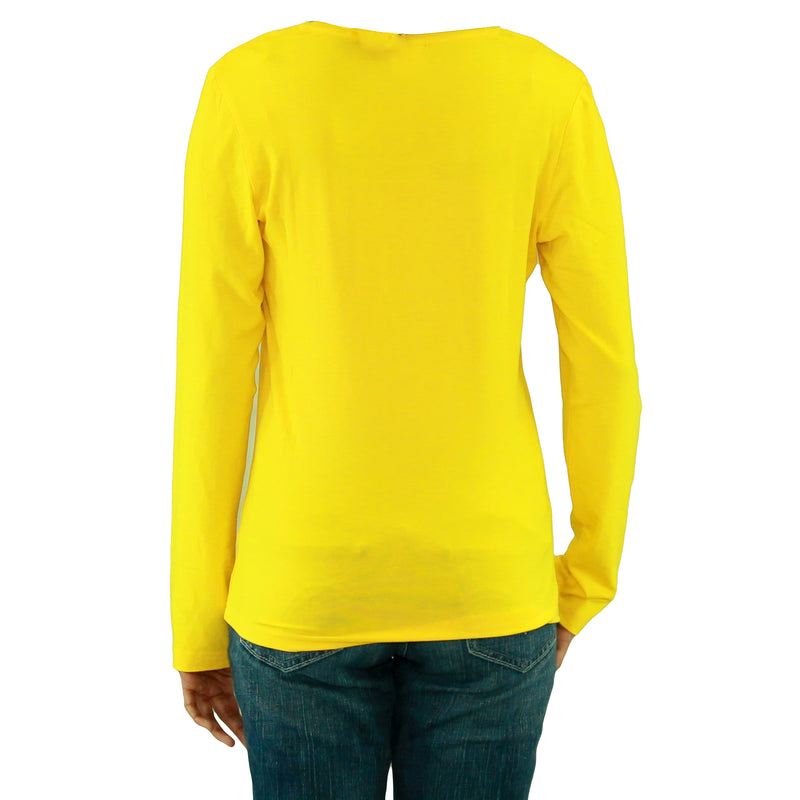 Womens Long Sleeve V-Neck T-Shirt with Embroidery