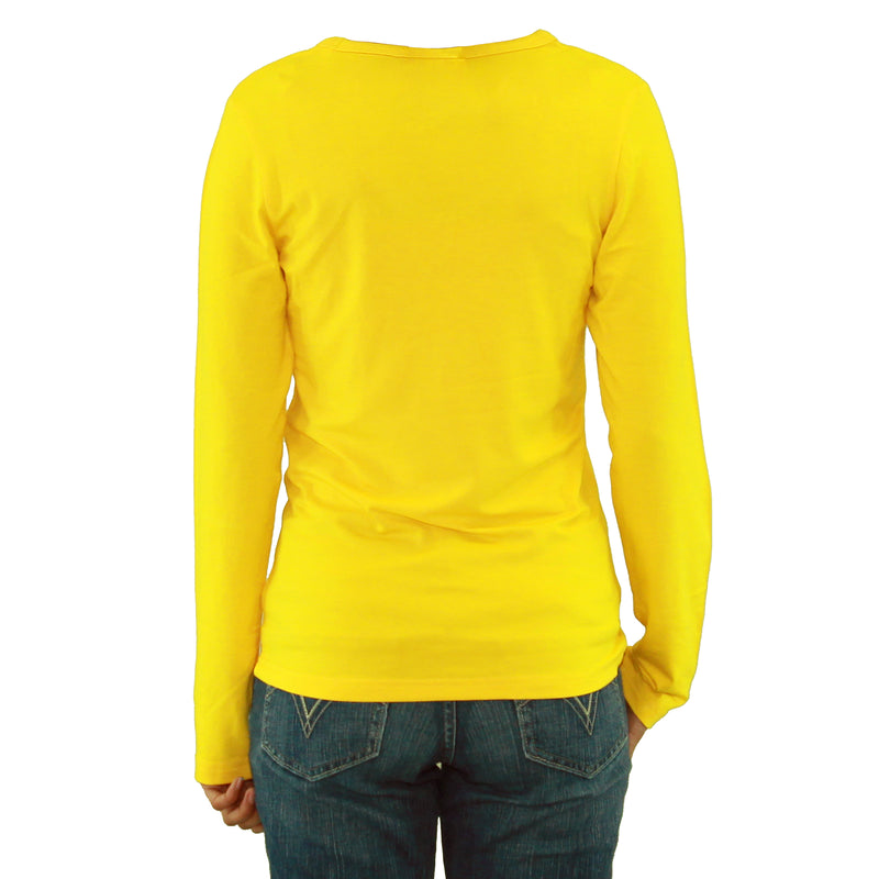 Womens Long Sleeve V-Neck T-Shirt with Embroidery