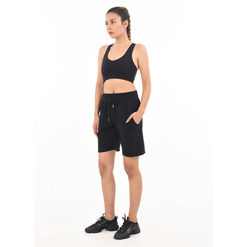 Ladies Drawstring Cotton Lycra Euro Design Casual Sports Barmuda Shorts