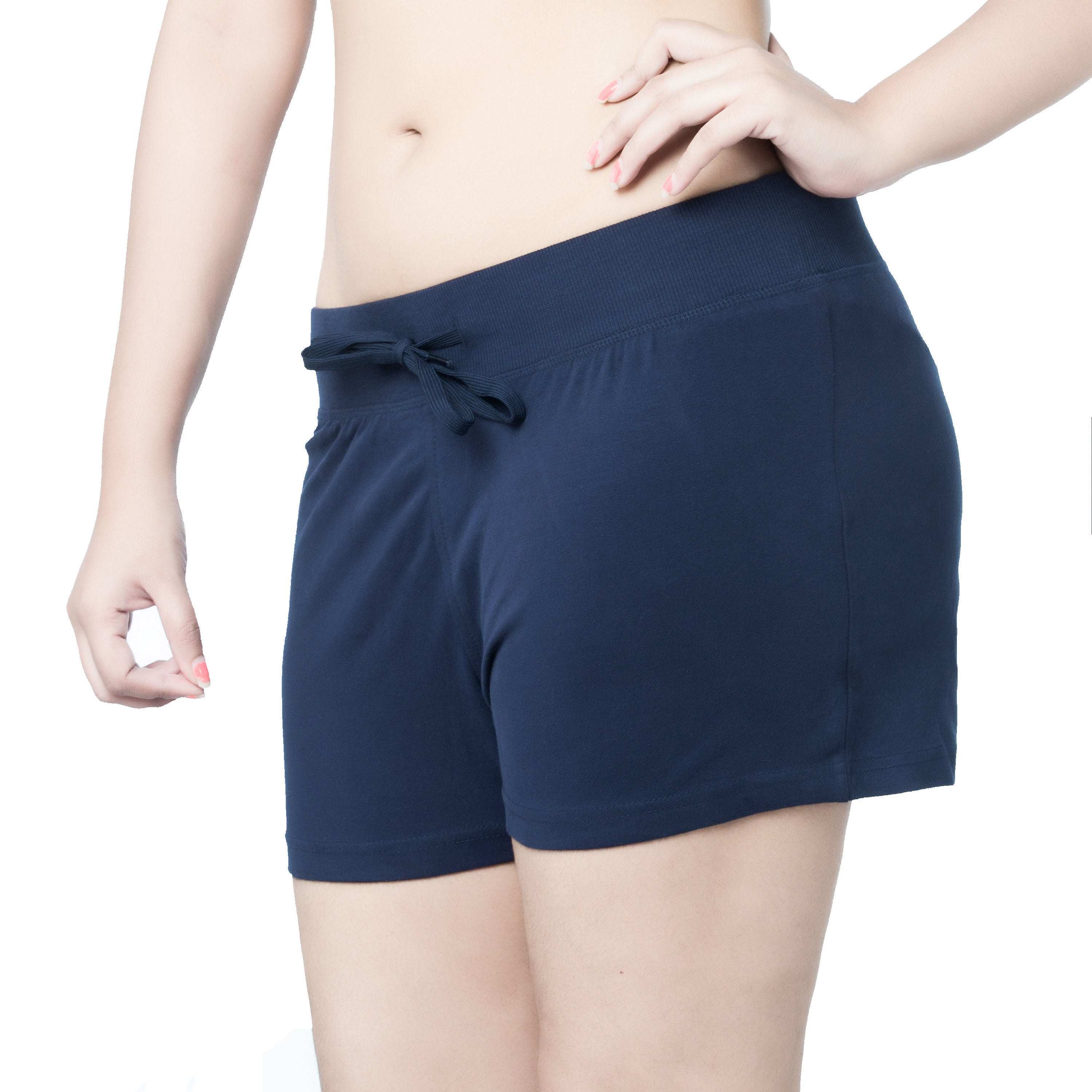 Shorts With Drawstring Womens Drawstring Ribbed Waistband Cotton Shorts – MaksActivewear