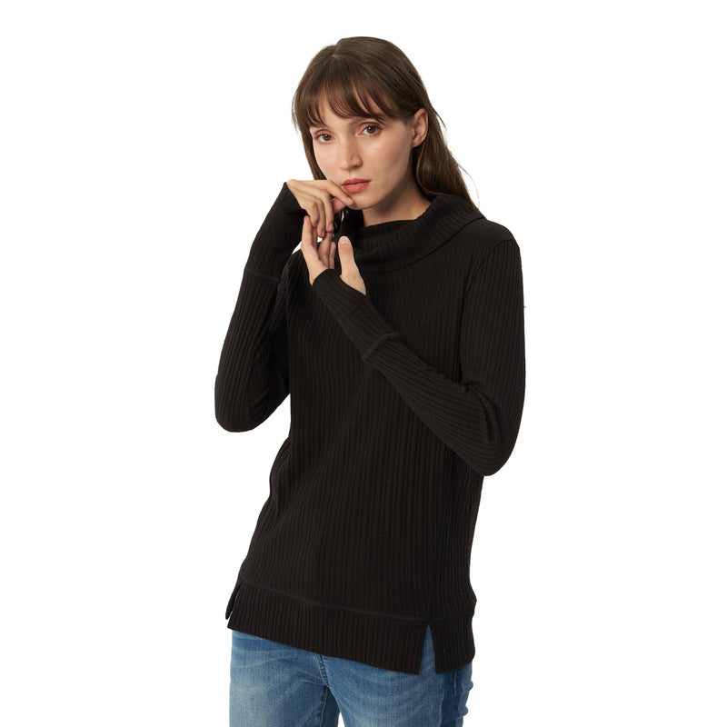 Womens Long Sleeve Pullover Cowl Neck Sweater