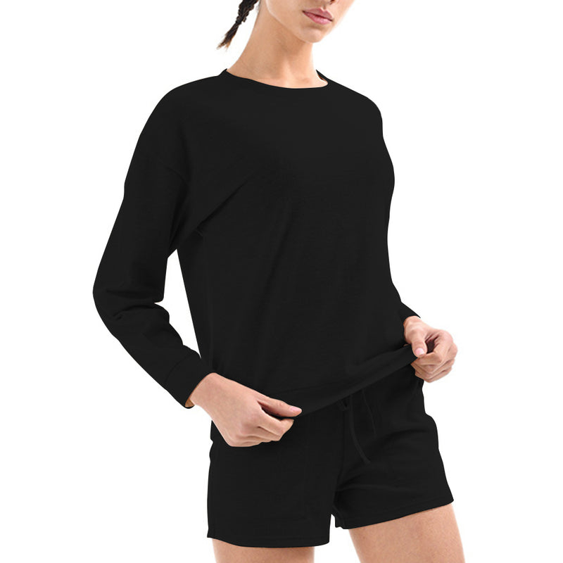 Womens Two Piece Top and Shorts Loungewear Set