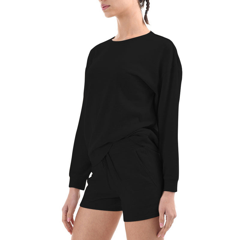 Womens Two Piece Top and Shorts Loungewear Set