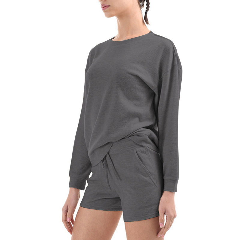 Womens Two Piece Top and Shorts Loungewear Set