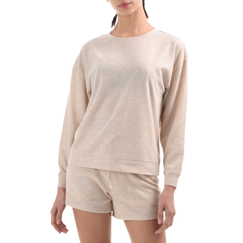 Womens Two Piece Top and Shorts Loungewear Set