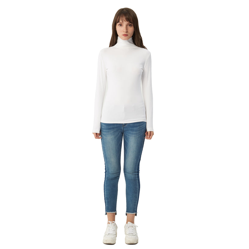 Womens Cotton Long Sleeve Pullover Turtleneck Sweater