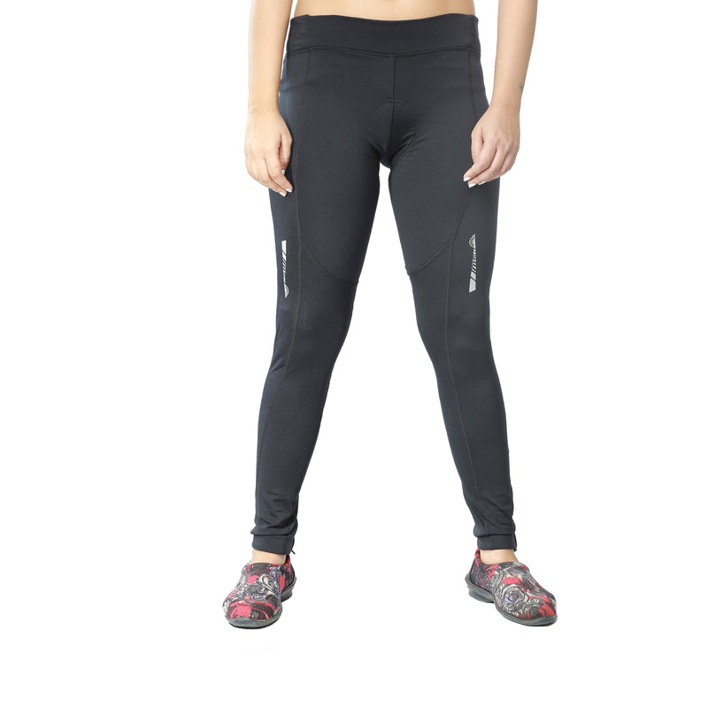 Womens Padded Thermal High Waisted Fleece Cycling Pants