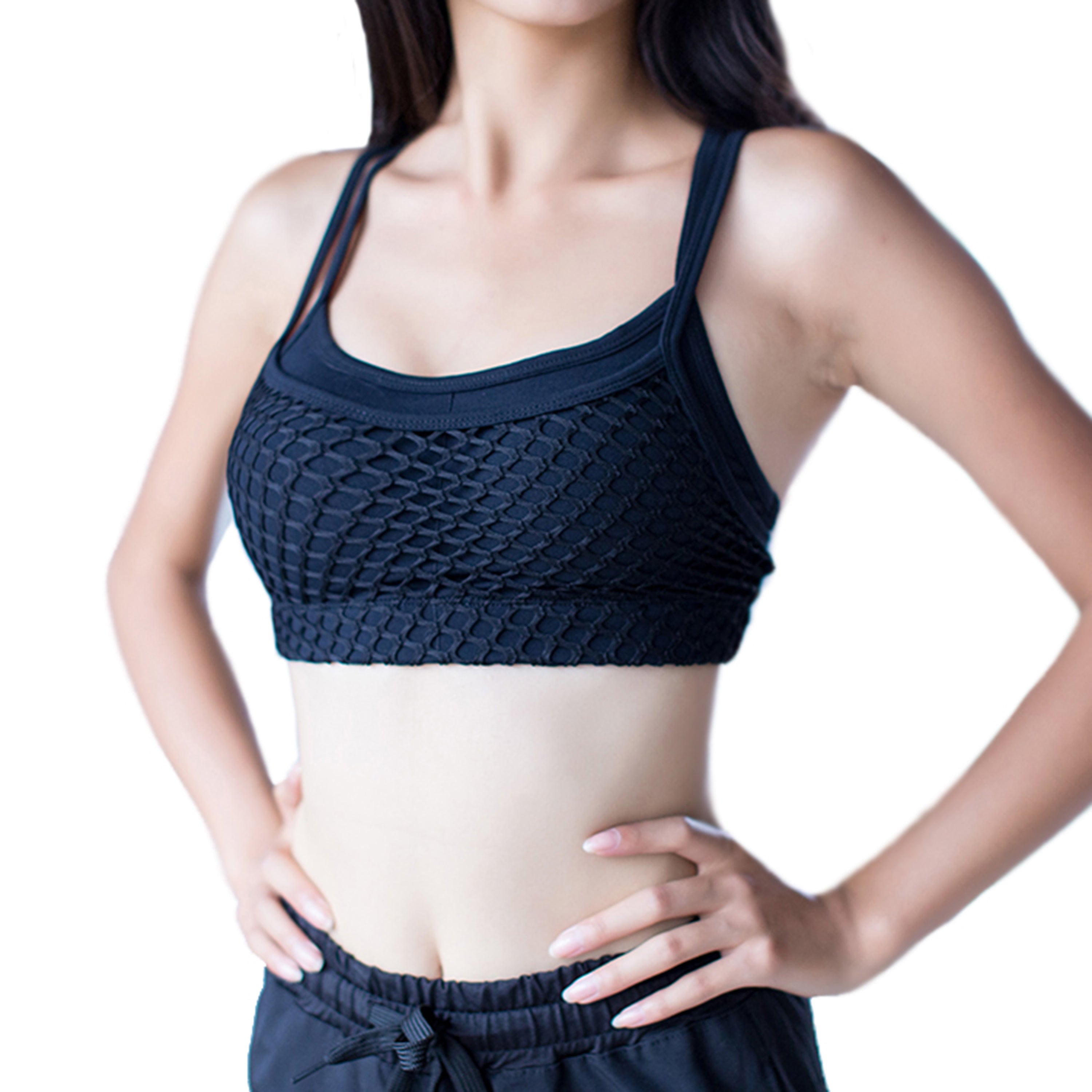 Womens Fishnet Mesh Sphaghetti Strap Racerback Sports Bra – MaksActivewear