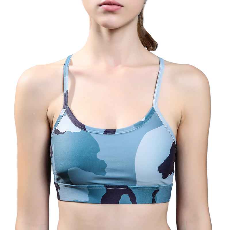 Junior/ Petite Womens Camouflage Racerback Sports Bra