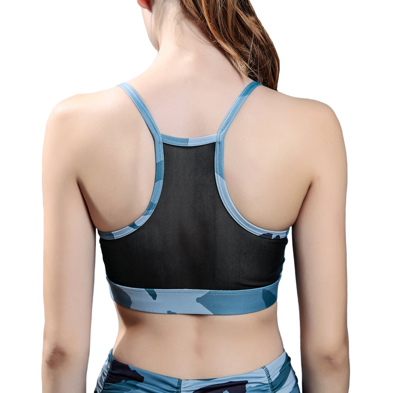 Womens Racerback Camo Sports Bra with Spaghetti Strap