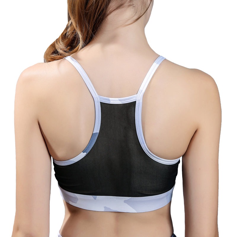 Womens Racerback Camo Sports Bra with Spaghetti Strap