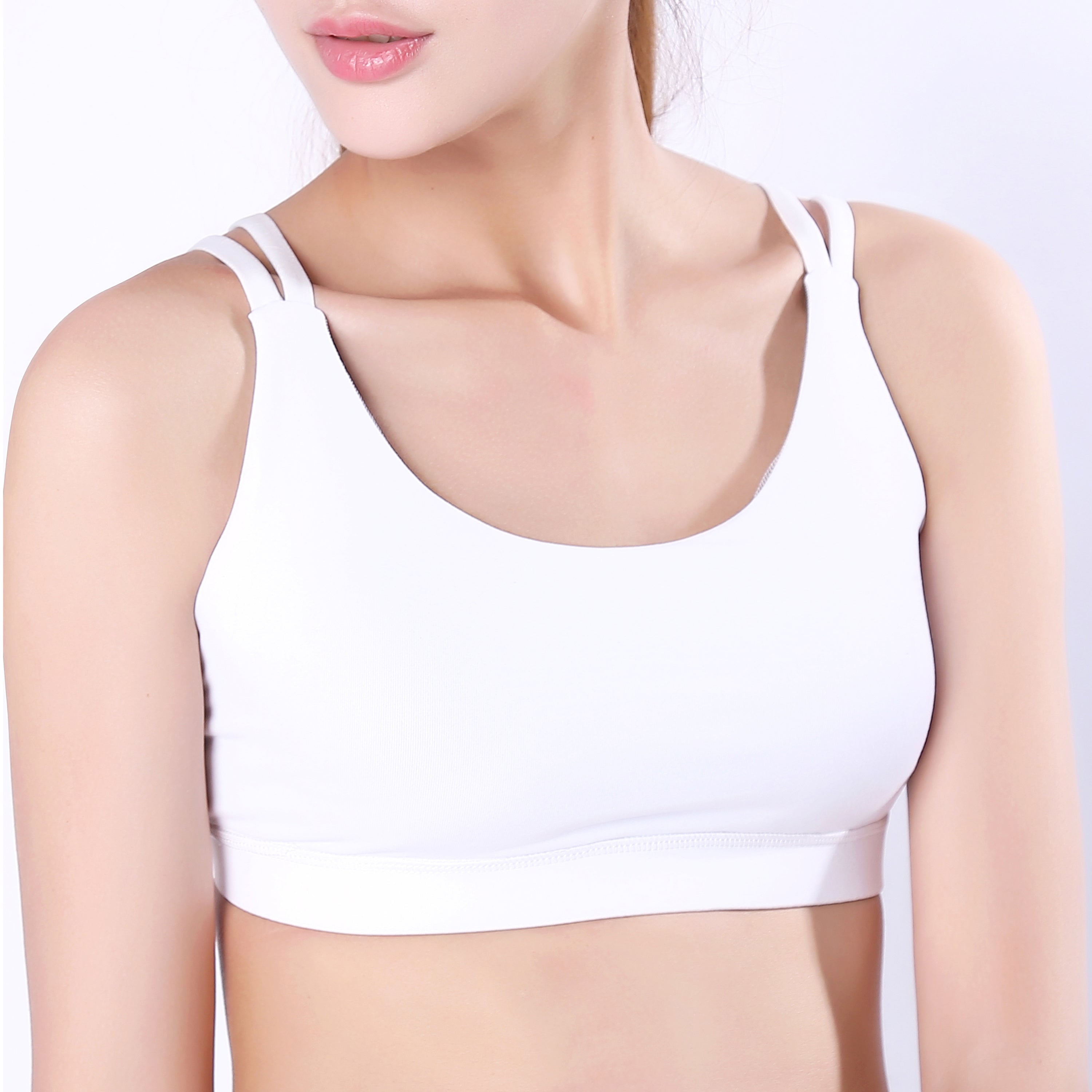 Womens Solid Spaghetti Straps Cotton Racerback Sports Bra – MaksActivewear
