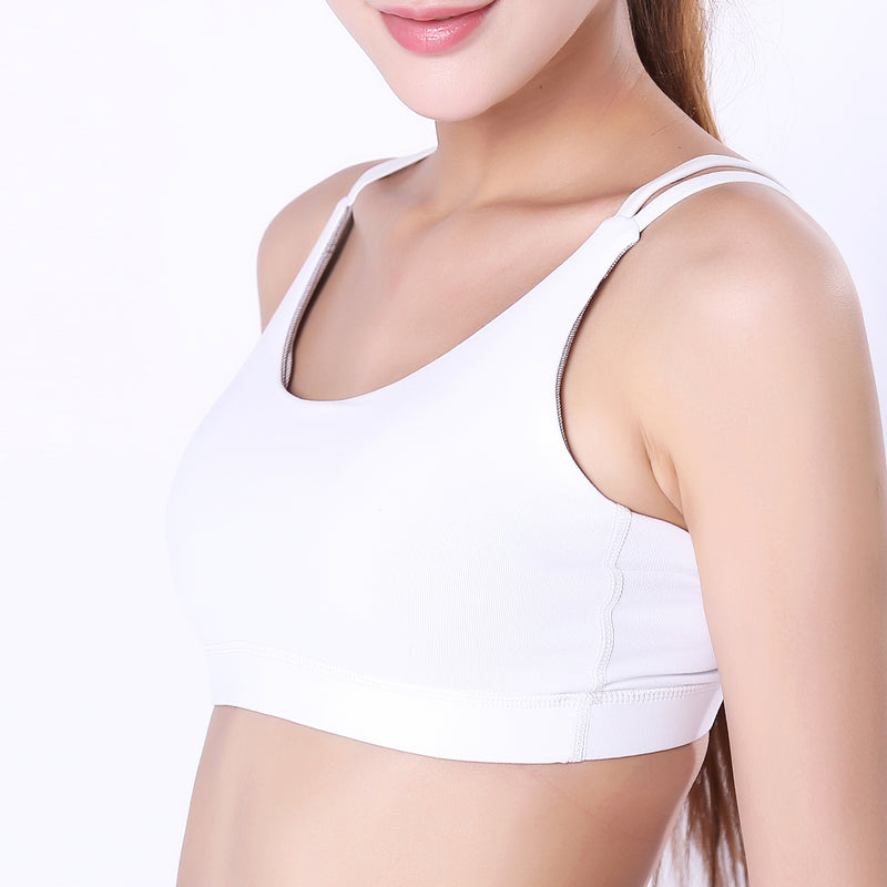 Womens Solid Spaghetti Straps Cotton Racerback Sports Bra
