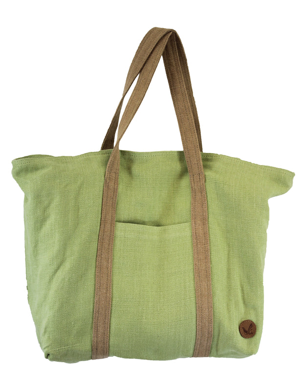 Women Oversized Jute Beach Travel Bag with Twill-Cotton Lining and Zipper Closure