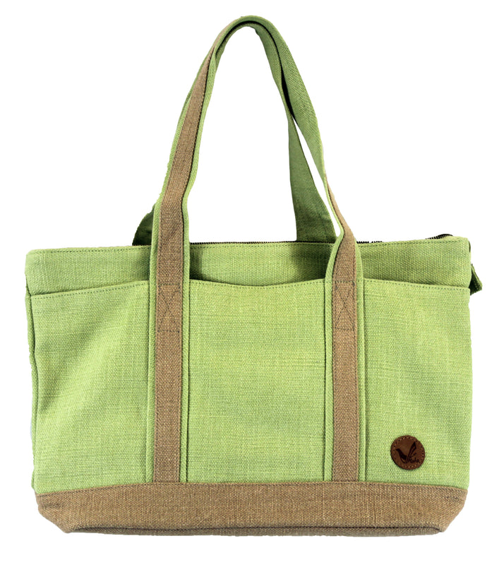 Women Jute Leisure Shoulder Tote Bag Twill-Cotton Lining and Zipper Closure