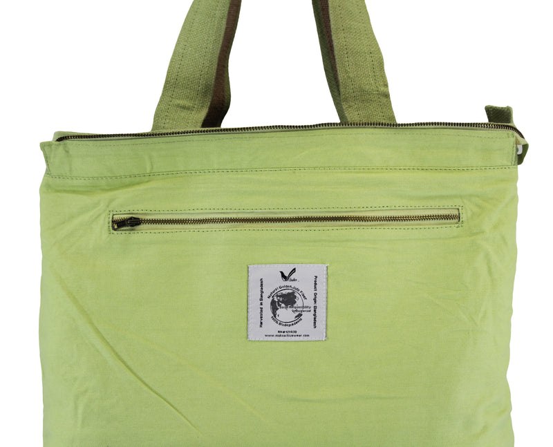 Women Jute Leisure Shoulder Tote Bag Twill-Cotton Lining and Zipper Closure