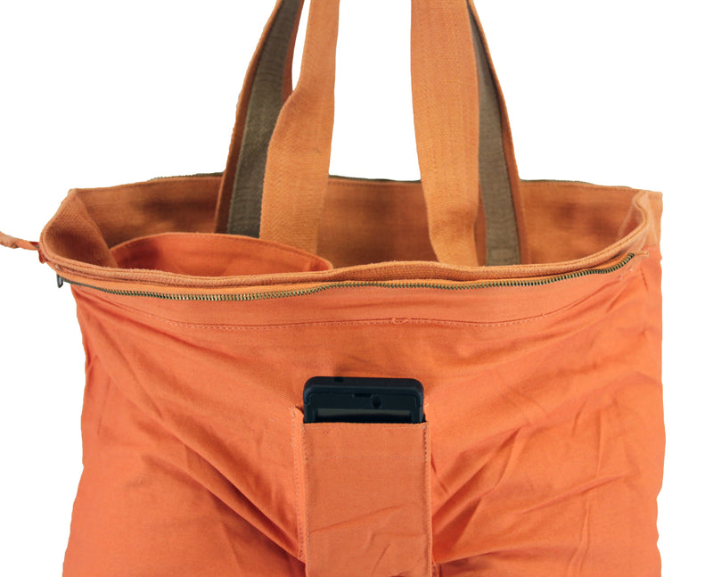 Women Jute Leisure Shoulder Tote Bag Twill-Cotton Lining and Zipper Closure