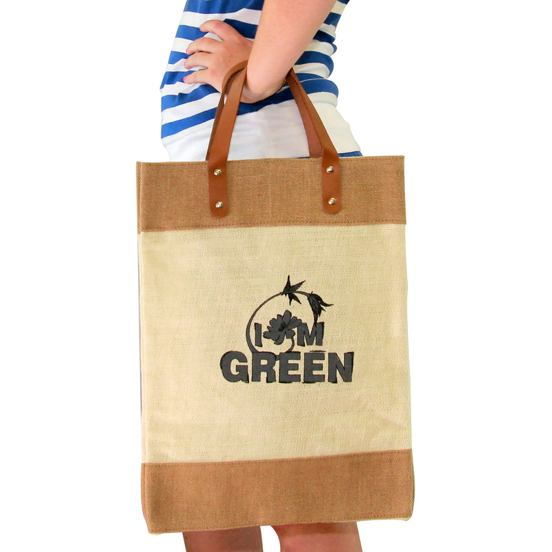 Multi-purpose Heavy Duty Natural Recyclable Leather Handle Grocery Bag