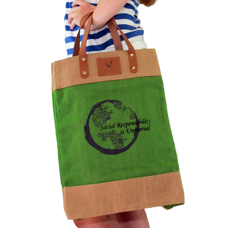 Multi-purpose Heavy Duty Natural Recyclable Leather Handle Grocery Bag