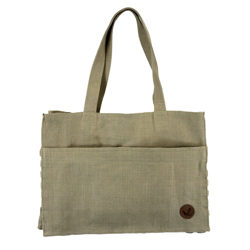 Jute-Cotton Tote Bag With Side Pockets