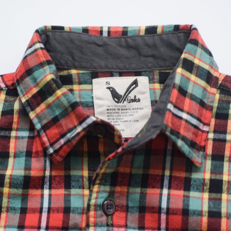 Mens Slimfit Vintage Flannel Plaid Work Shirt 2 Ply 100% Cotton Pre Washed