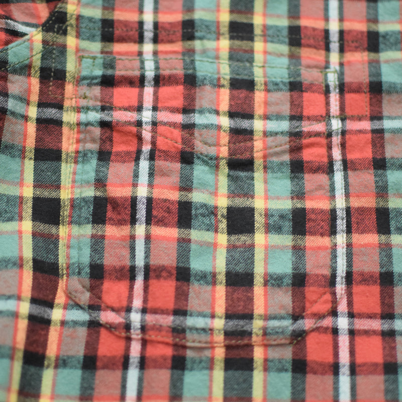 Mens Slimfit Vintage Flannel Plaid Work Shirt 2 Ply 100% Cotton Pre Washed