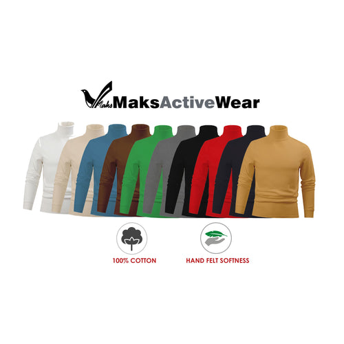 Men's 100% Cotton Droptail Turtleneck Pullover Sweater