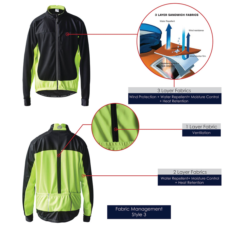 Mens Reflective Waterproof Windproof Long Sleeve Winter Cycling Jacket