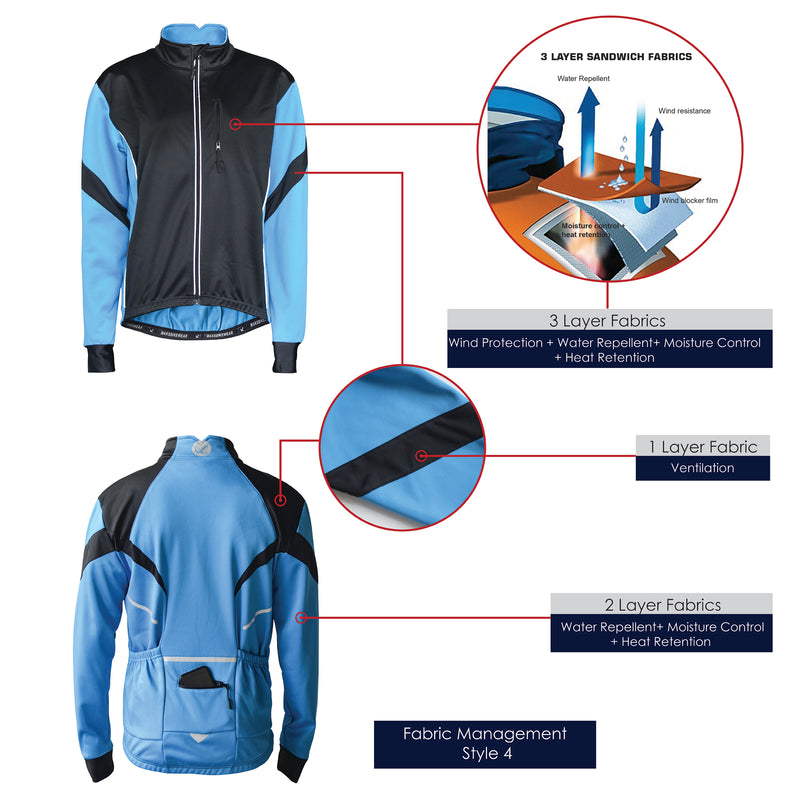 Mens Reflective Waterproof Windproof Long Sleeve Winter Cycling Jacket