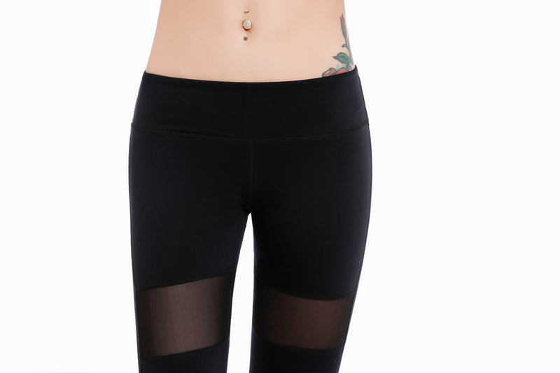 Tight Yoga Pants for Women With Horizontal Mesh Inserts